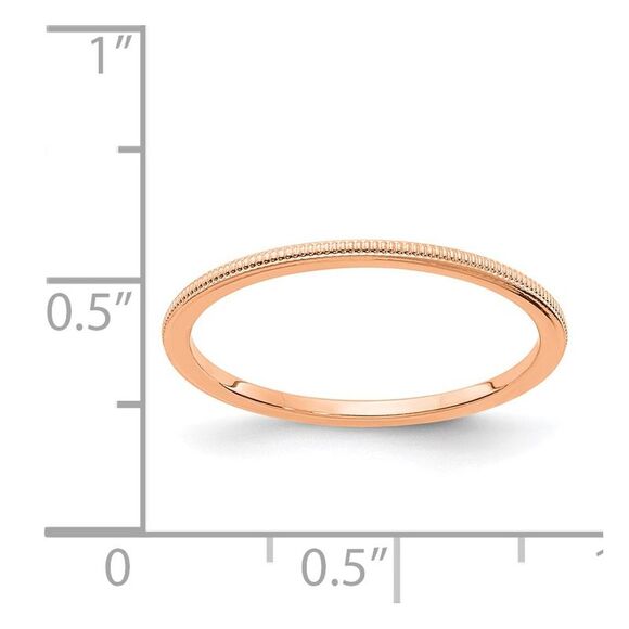 Kazi Luxury 14K Rose Gold 1.2mm Milgrain Stackable Band Size 9